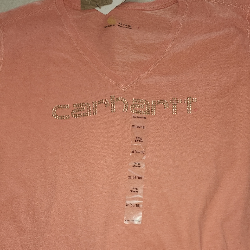 Carhartt Coral Long Sleeve Tee, sz. 16/18. NWT